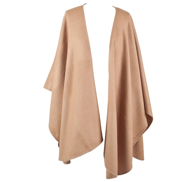 RUANA CAPE Tan Bandless Shawl Throw Over Fleece - Picture 10 of 11